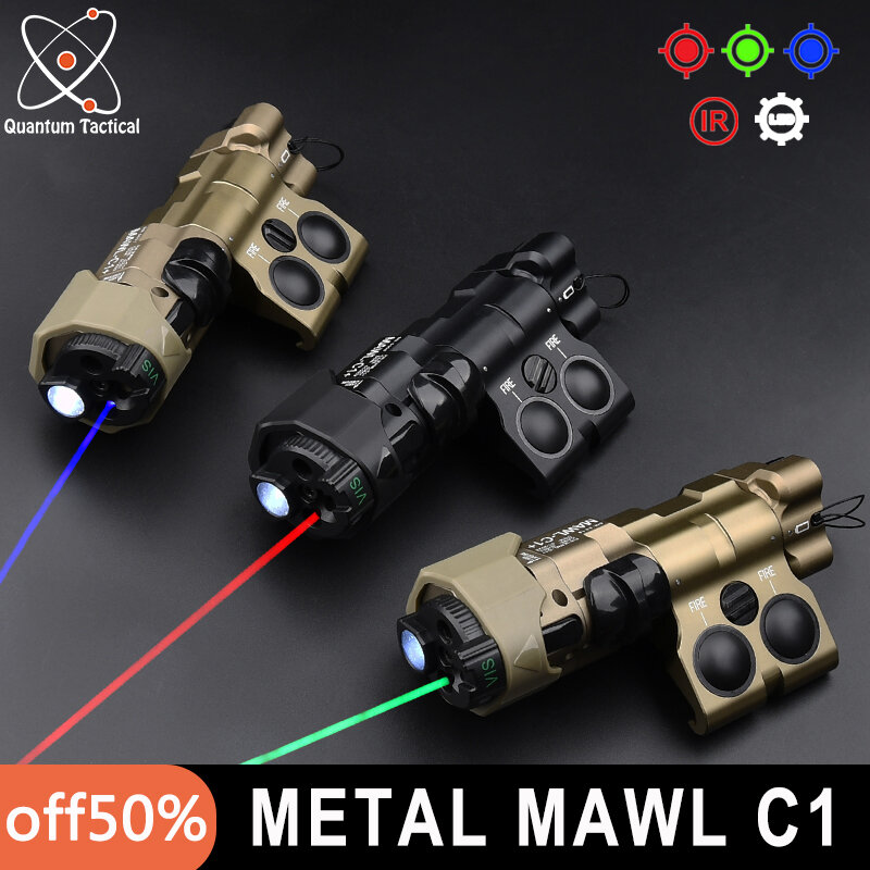 2024 New Real Mawl C1 Metal Tactical Red Green Laser CNC MAWL-C1 IR Visible LED Aiming Bule Laser Dual Function Pressure Switch