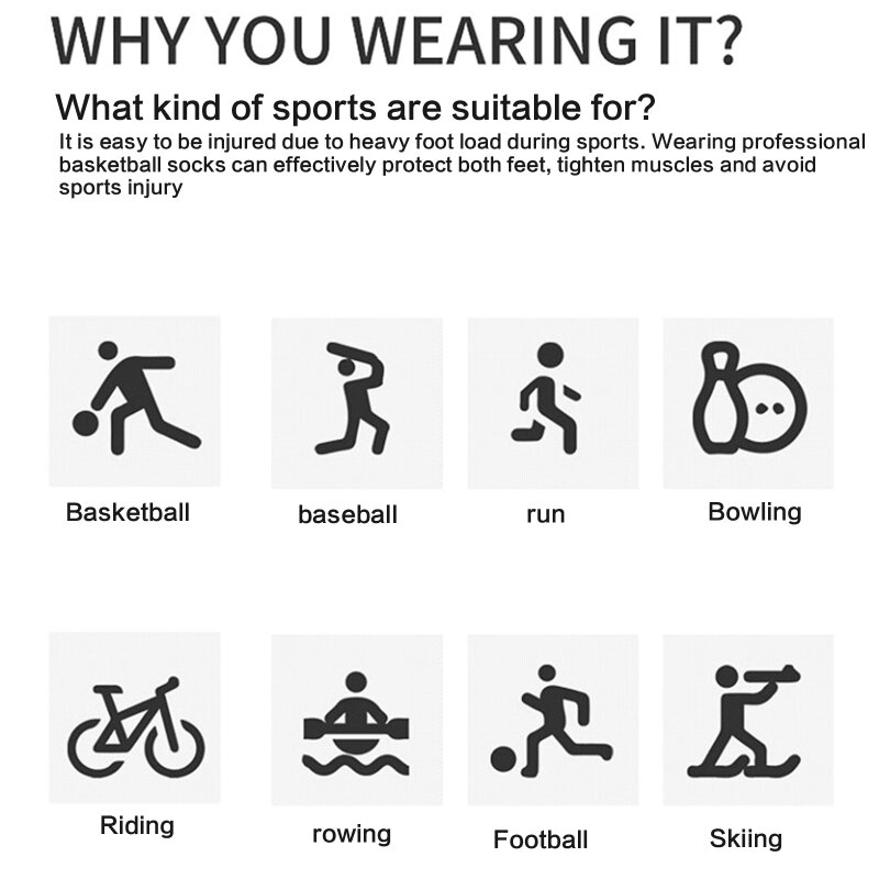 جوارب رياضية للرجال، جوارب لكرة القدم، جوارب مضادة للانزلاق، جوارب مضادة للانزلاق لكرة السلة