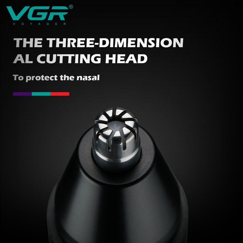 آلة حلاقة شعر الأنف VGR آلة حلاقة صغيرة احترافية لتشذيب الأنف الكهربائية 2 في 1 قابلة لإعادة الشحن ضد الماء