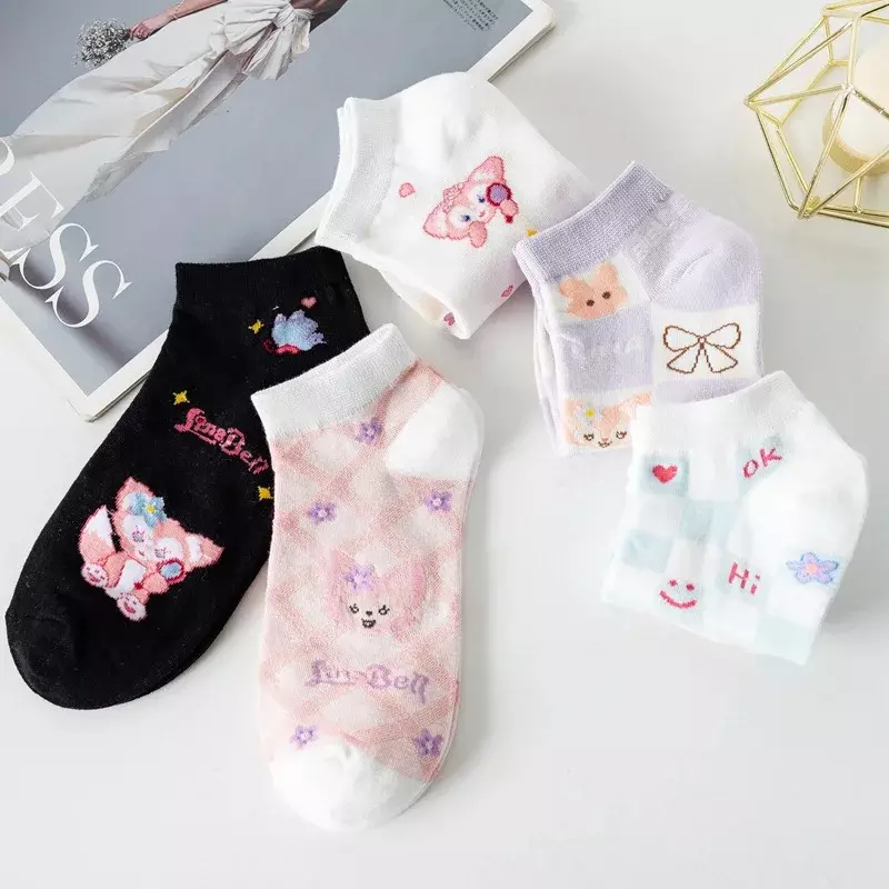 Cartoon gedruckt neue kurze Socken für Frauen Baumwolle Lingna Belle Serie Cartoon Tier Socke für Mädchen Boot Socken süße frische Socken