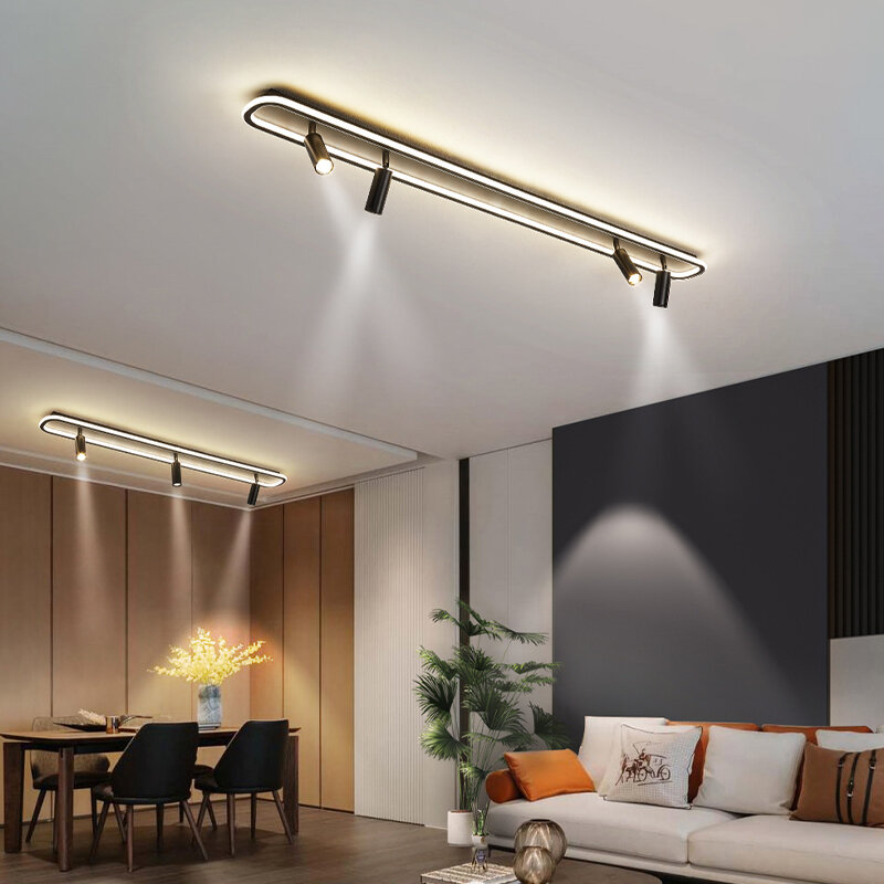 Minimalista led acrílico tira lustres com spotlight quarto corredor lâmpada de iluminação moderna sala estar luzes da cozinha luminárias