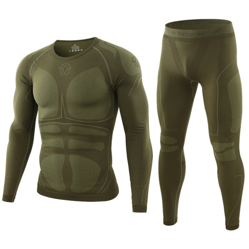 Thermal Underwear Set Men Outdoor 2023 Winter Fleece Slim Running Hiking Military Long Sleeve Warm Uniforms Clothes Top + Pants