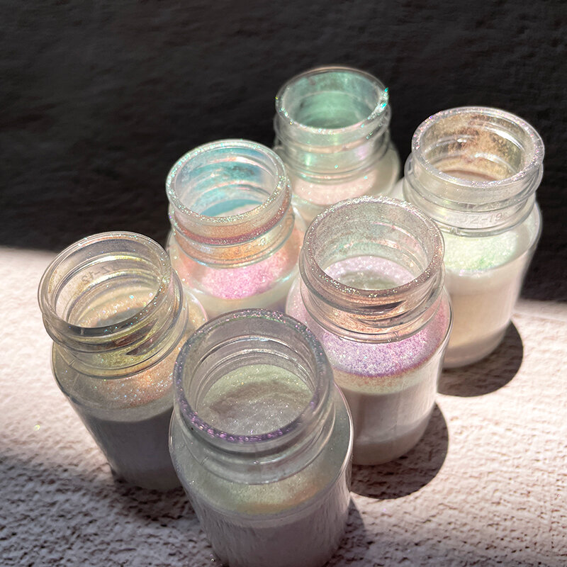 100g Chameleon Pearl Powder Transparent Iridescent Epoxy Resin Nail Drops Makeup Chameleon Powder Dust Paint Arts Supplies