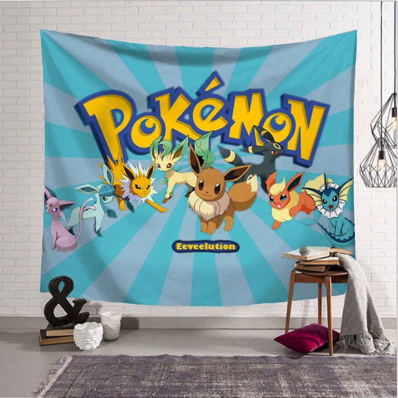 Tapiz de pared de Pokémon, decoración colgante de pared de Pikachu, lindo tapiz de dibujos animados, Fondo de fotografía, decoración del hogar, regalo para niños