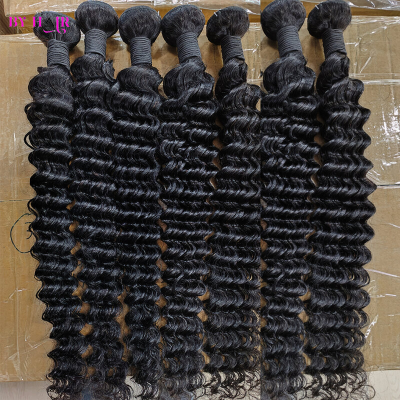 Bundel gelombang dalam 100% rambut manusia 28 30 32 inci ekstensi rambut jalinan Remy Brasil untuk wanita jalinan rambut mentah paket bundel 3/4