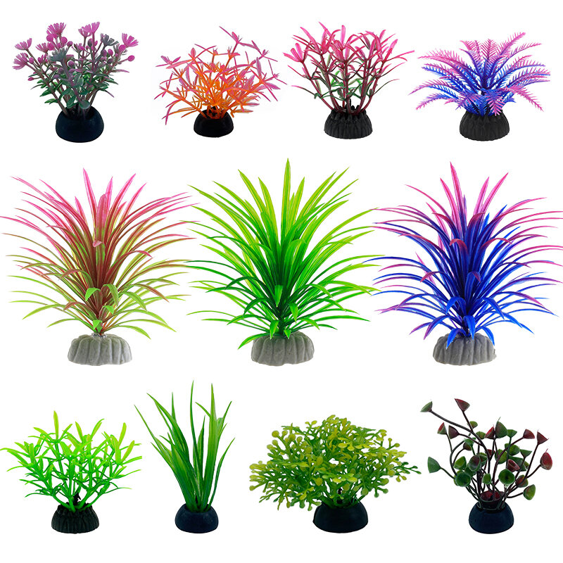 Plantas de simulación de hojas artificiales decorativas de PVC para acuario, materiales de protección del medio ambiente, accesorios decorativos