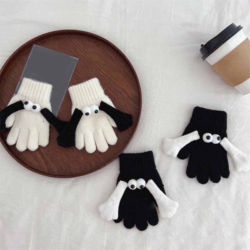 Sarung tangan serasi warna sarung tangan rajutan mata kecil lucu untuk musim gugur musim dingin anak laki-laki perempuan sarung