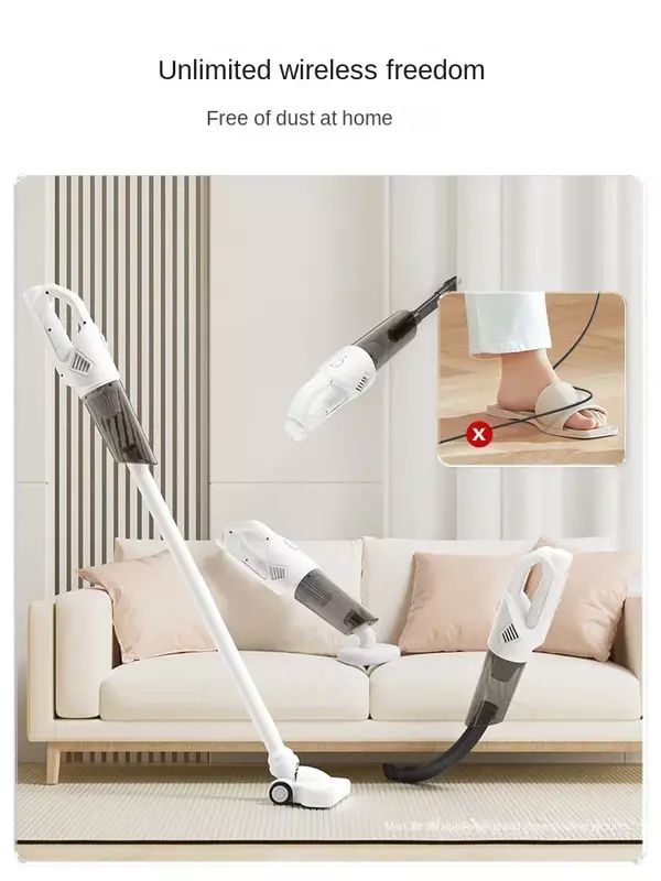 Cordless vacuum cleaner for home use, large suction power, small handheld car vacuum cleaner, carpet, pet hair vacuum, bed use