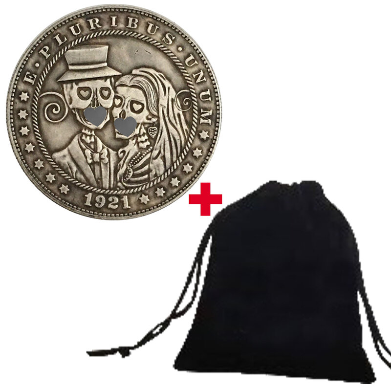 Роскошная Свадебная парная монета с надписью «Love US», забавная парная художественная монета для ночного клуба, памятная карманная монета «Good Luck» + подарочный пакет