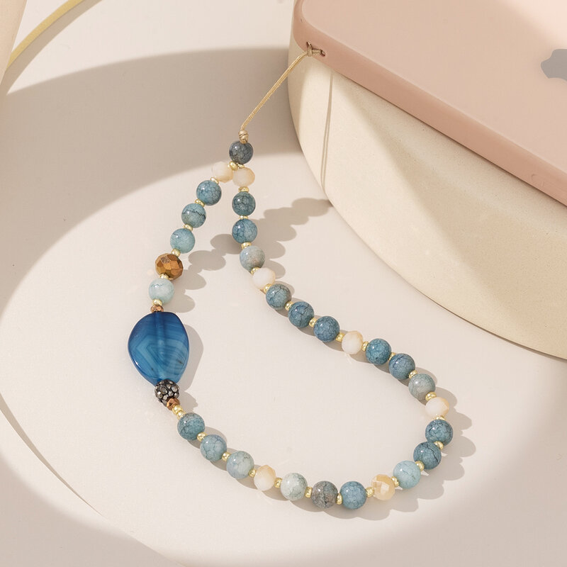 New Crystal Bead Short Phone Chain for Women Phone Lanyard Strap Friendship Jewelry Gift