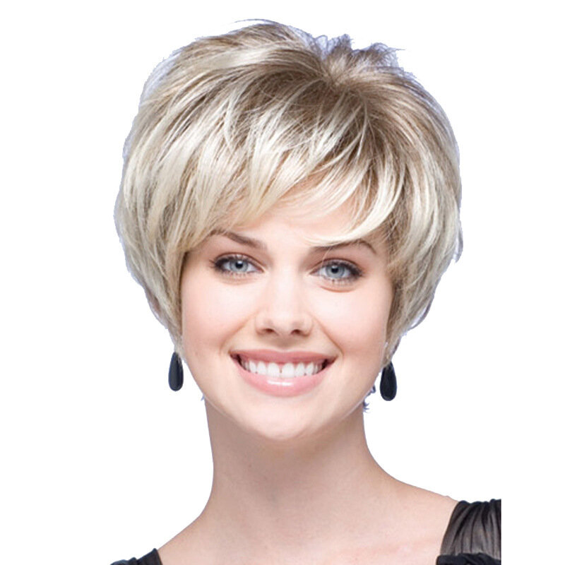 New Popular Wig Advanced Design Daily Life Short Wave Hair Fashionable Light Gold Chemical Fiber Wig for Women Girls