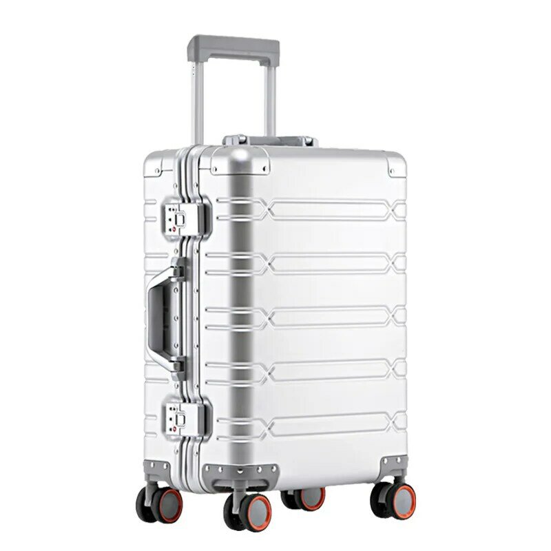 Volledig Aluminium-Magnesiumlegering Reiskoffer Heren Zakelijke Rolbagage Op Wielen Trolleybagage Handbagage Cabinekoffer
