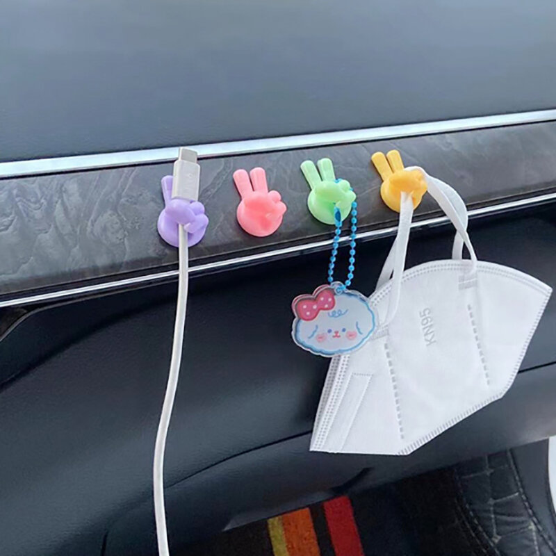 1/6/10PCS Finger Shape Cable Clips Holder Cute Charging Cord Management Home Office Car Desk Tidy Self-Adhesive Cable Winder