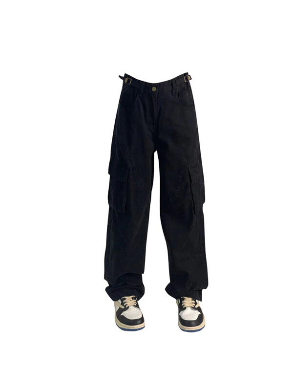 Женские Черные Готические джинсы-карго, винтажные ковбойские брюки в стиле Харадзюку, мешковатые джинсовые брюки в стиле панк, Y2k, одежда в стиле оверсайз в стиле эмо 1920-х годов