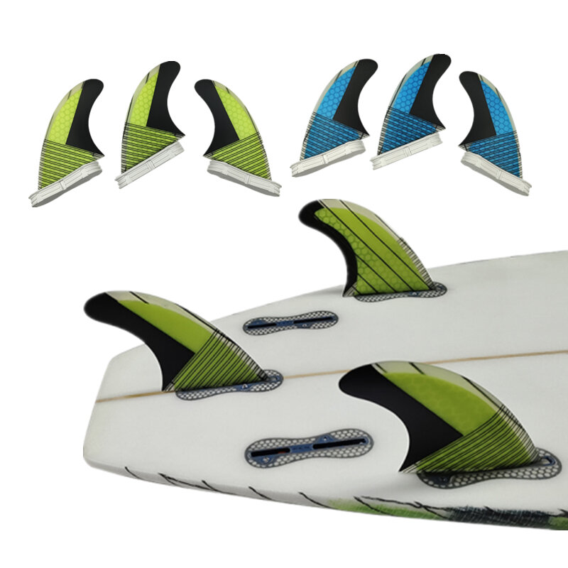 UPSURE FCS 2 Fins M Tri Fins Thruster Surfboard Fins Surfing Fins Honeycomb Fibreglass Double Tabs 2 Fin Surf 3 Fins (M Size)