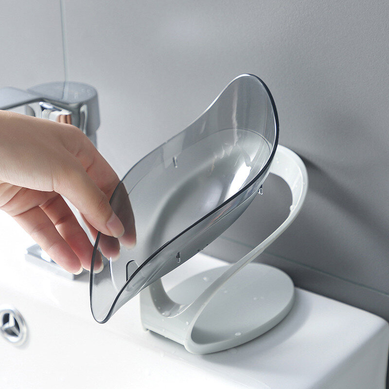 Porte-savon de salle de bains en forme de feuille, plat de savon de cuisine éponge boîte de savon de rangement, étui de savon de vidange antidérapant conteneur accessoire de salle de bains