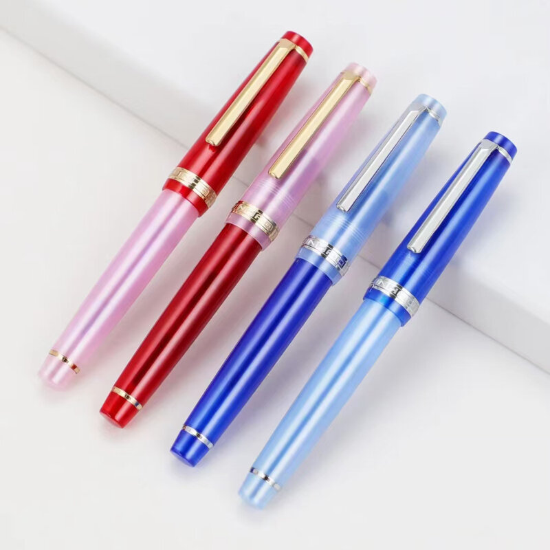Jinhao-Stylo à encre d'écriture de luxe, stylo plume 82, stylo acrylique transparent, stylo rotatif doré EF F, bureau d'affaires, fournitures scolaires
