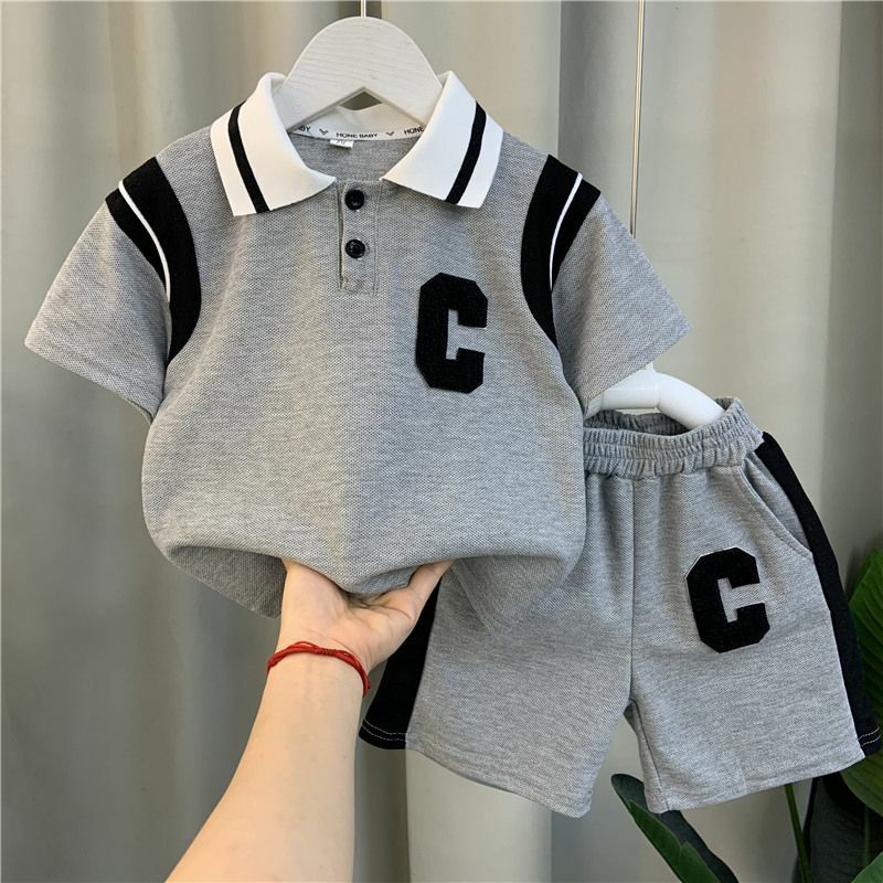 Children's Clothes Suit Boys Summer Polo Shirt Shorts Set 2023 New Baby Boys Short Sleeved Shirt Pants Two-piece Set