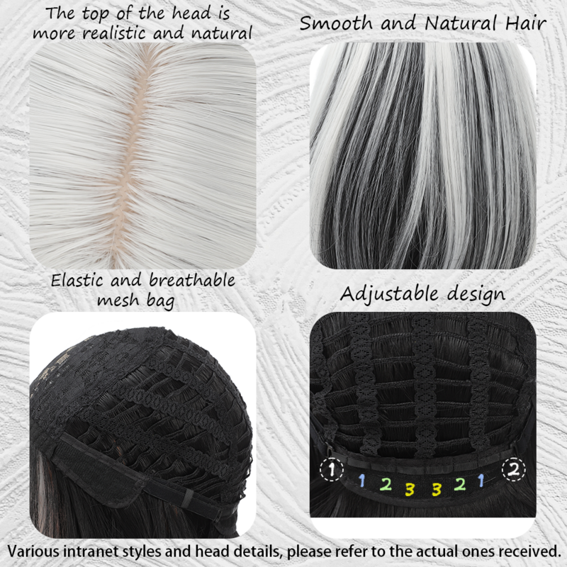 XG-Diadema bob de moda con flequillo de aire para mujer, diadema de pelo liso esponjoso natural, adecuada para uso diario, 12 pulgadas
