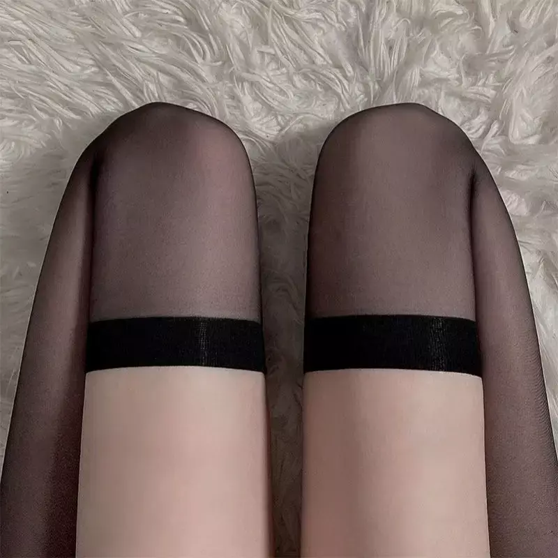 Stoking Renda Manis Kaus Kaki Lutut Paha Wanita Legging Hitam Tipis Stoking Jala Tinggi Paha Lolita Kaus Kaki Panjang Punk Gothic