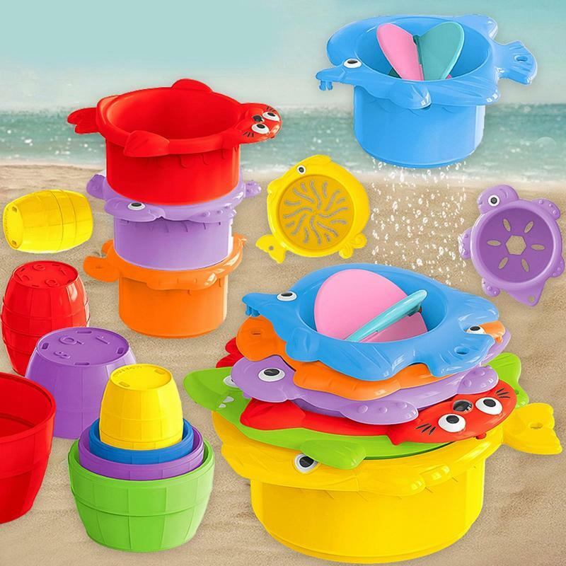 Stapel becher für Kinder Form Sortierer Stapeln Spielzeug Nist becher lustiges Strands pielzeug Lernspiel zeug für Kinder Jungen Mädchen im Schwimmen