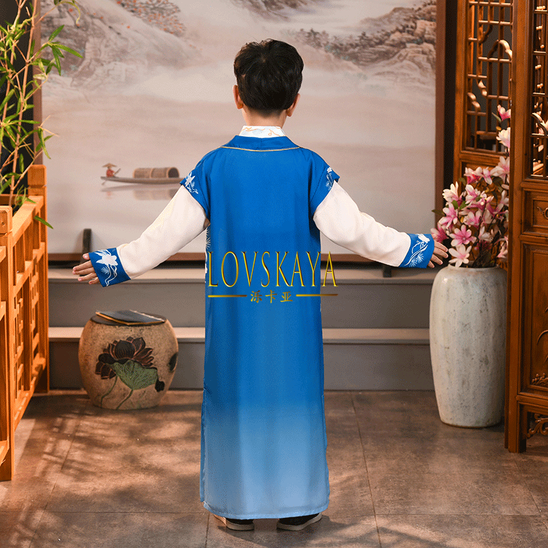 Chinese Stijl Jonge Meester Geleerde Traditionele Uitvoering Kostuum Voor Jongens Tang Kostuum Knap Oude Kostuum Zomer