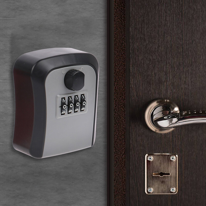 Caja fuerte para llaves montada en la pared, resistente a la intemperie, combinación n. ° 4, caja de bloqueo de almacenamiento de llaves para interiores y exteriores, caja de contraseña