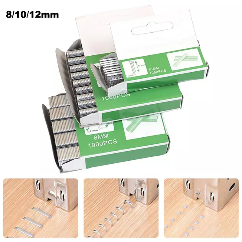 Tools Staples Nails 1000Pcs 12mm/8mm/10mm Brad Nails DIY Door Nail Household Packaging Silver T Shaped U Shape