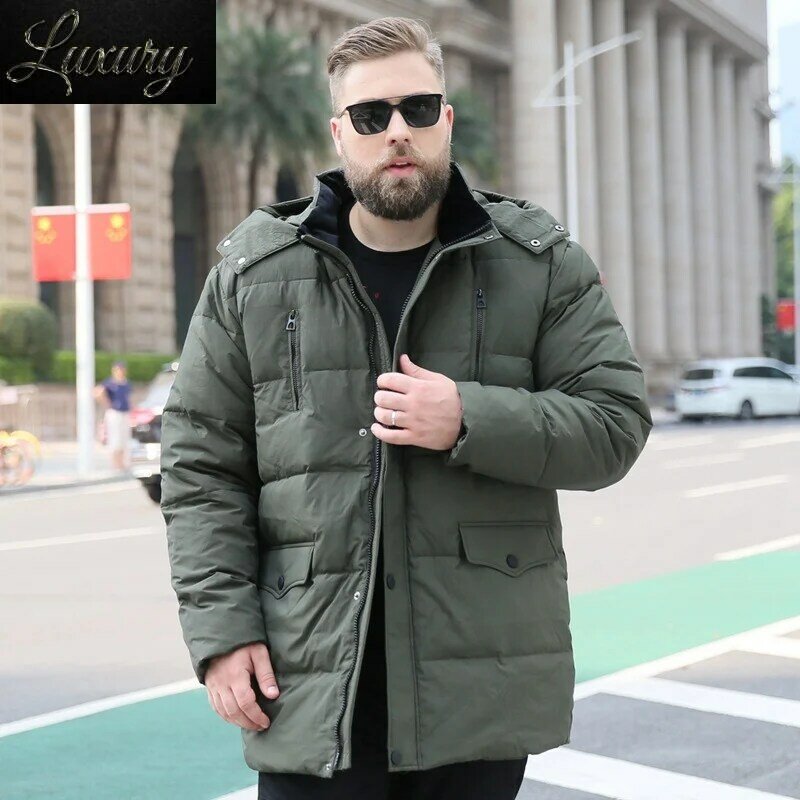 Jaket mantel bulu angsa ukuran ekstra besar pria, jaket parka musim dingin kelas berat hangat ukuran besar tebal 10XL 9XL 8XL 7XL 6XL