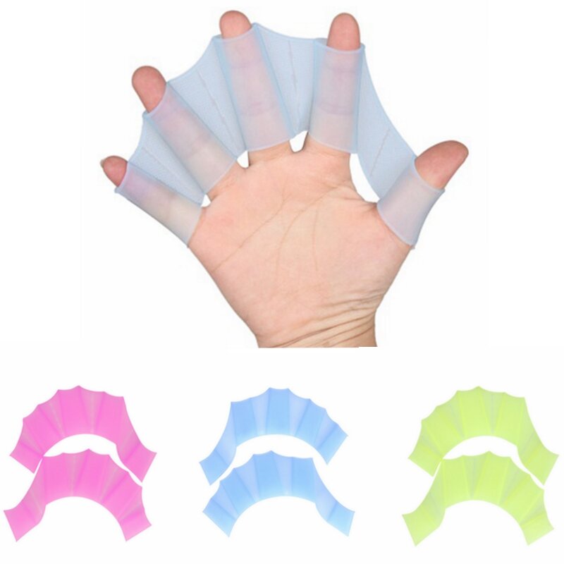 Fajas de silicona tipo RANA Unisex, aletas de mano para natación, guantes de banda para dedos, accesorios para deportes acuáticos, 1 par