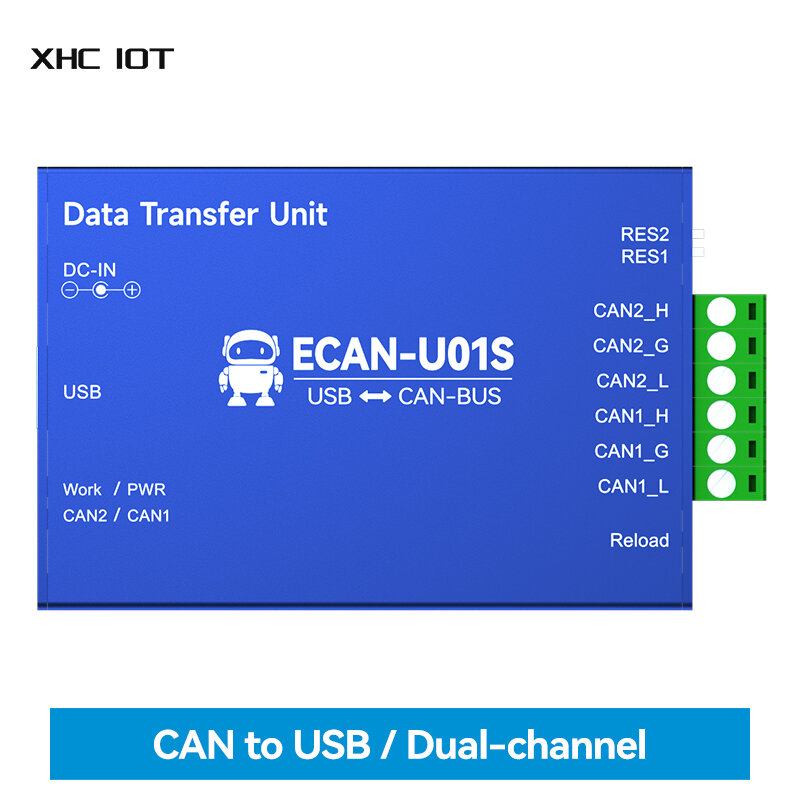 Bisa ke konverter USB CAN2.0 Debugger XHCIOT penganalisa Bus ECAN-U01S CAN-BUS dua arah Relay portabel Transceiver 2 arah
