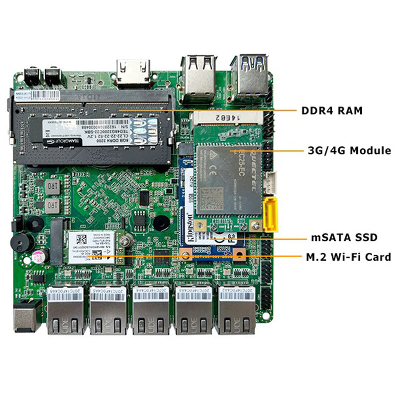 ชั้นวาง1U 5X Intel 2.5G LAN qotom คอมพิวเตอร์ขนาดเล็ก J4125 quadcore/N4000 Dual Core pfsense Router Firewall