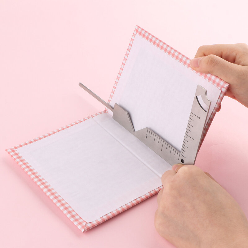 Guía de cubierta de Libro 5 en 1, herramienta de cubierta de encuadernación de Metal de acero inoxidable para marcar Scribe, álbum, cuaderno, regla de calibre de álbum de recortes