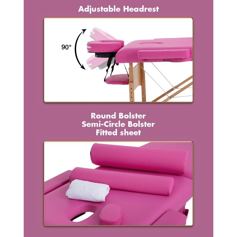 Altura ajustável mesa massagem cama, cabide físico, cama leve Reiki, cama spa, 84 "longo, 2 Bolster