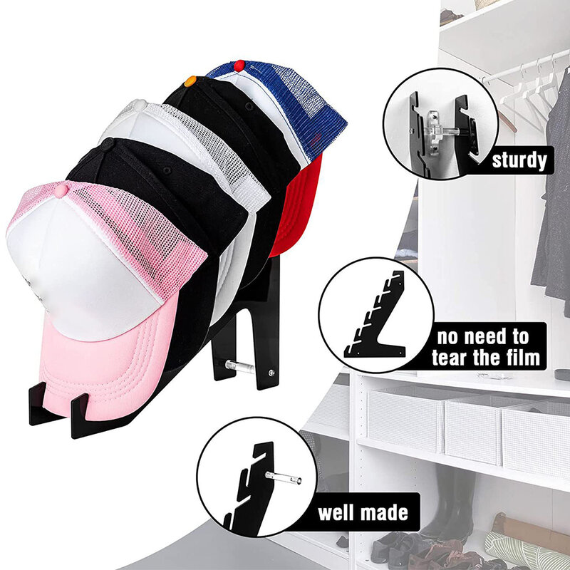 Acrylic Baseball Cap Rack For Wall Multifunctional Hat Organiser For Dressers Rooms