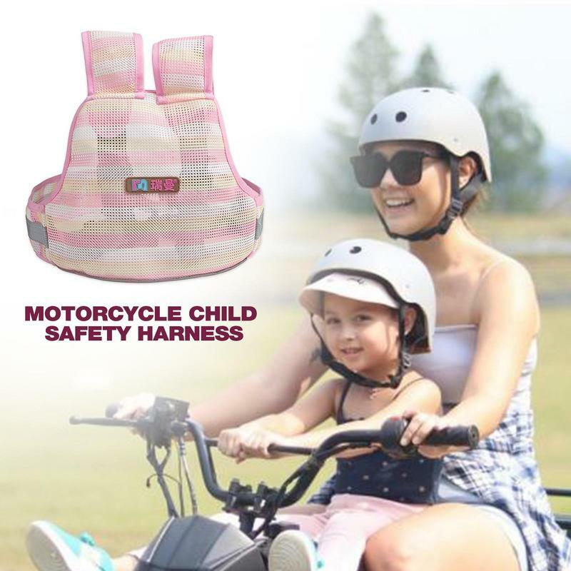 Imbracatura di sicurezza per bambini per moto gilet di sicurezza per bambini Anti-caduta guinzaglio imbracatura per sedile regolabile Design riflettente per bambini striscia per bambini