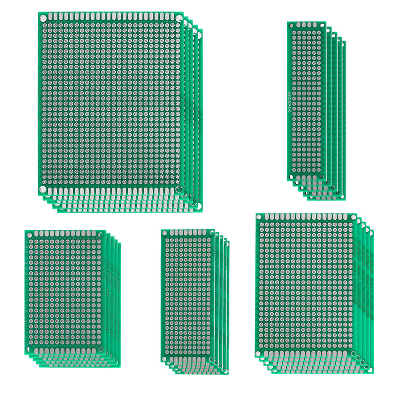25pcs =5pcs*2x8 3x7 4x6 5x7 7x9cm,PCB Green Double-sided Board Kit Excellent Stability and Performance Diy Circuit Boards Set