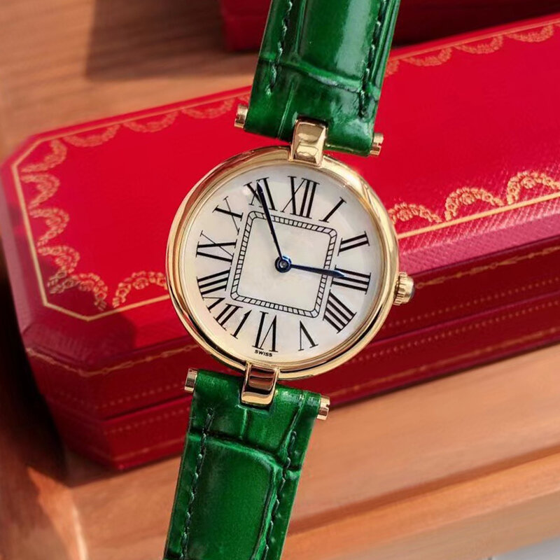 Relógio de quartzo de couro para mulheres, numerais romanos, vintage, novo, luxo, vintage, prata, moda, 2022