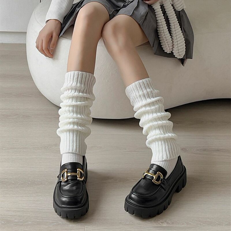 Japonês malha perna aquecedores, uniforme de perna, meias longas, estilo coreano leggings, pilha de meias de joelho Y2K pé aquecimento capa, Lolita JK