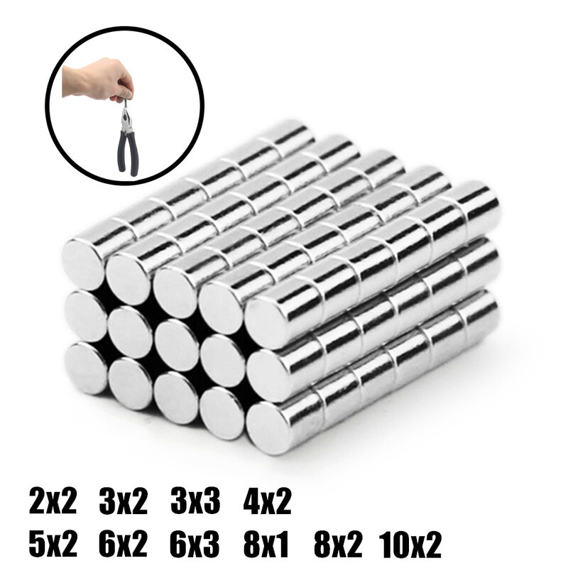 Magnet Neodymium bulat 2x2,3x2,3x3,4x2,5x2,6x2,6x3,8x1,8x2,10x2 N35 Magnet kuat permanen NdFeB cakram imane