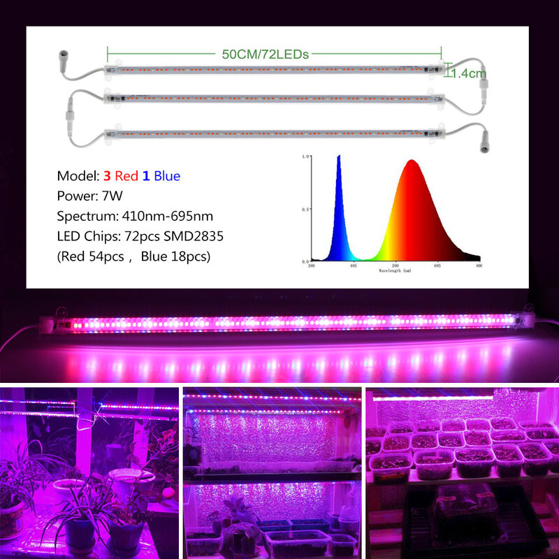 تنمو أنابيب إضاءة LED 220 فولت 7 واط أضواء شريط النبات الطيف الكامل Phytolamp للنباتات الداخلية حوض السمك خيمة دفيئة تزايد المصابيح