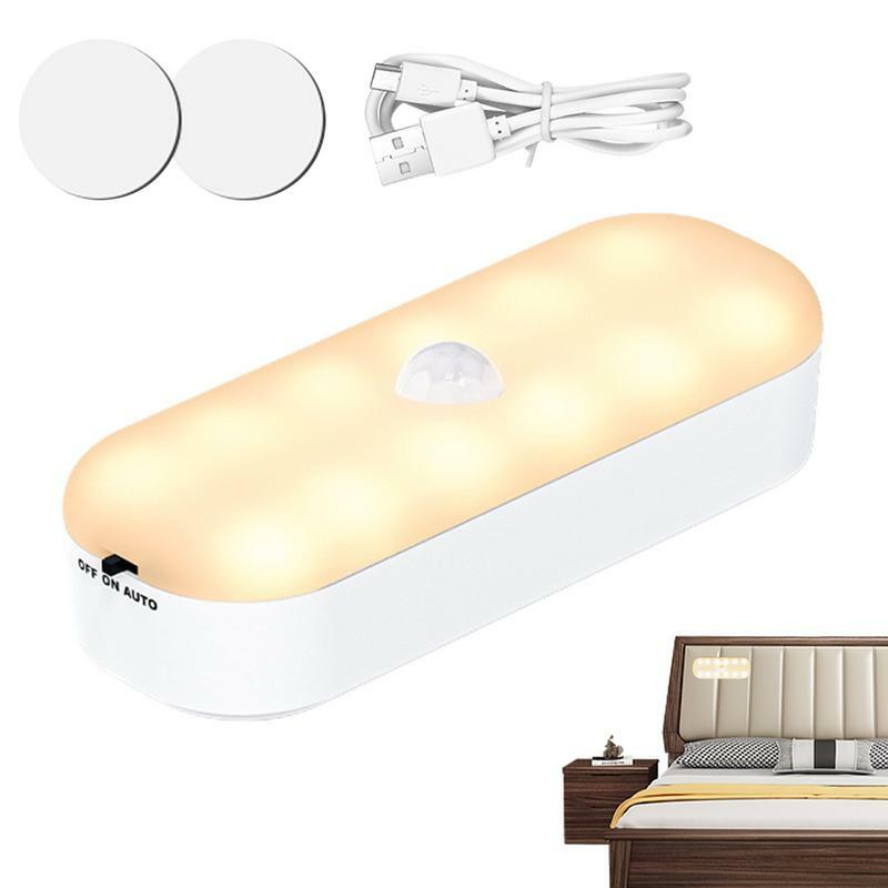 Adhesive Motion Sensor Light Rechargeable Night Light Fast Charging Adjustable Brightness Wall Adhesive Warm LED Nightlight For