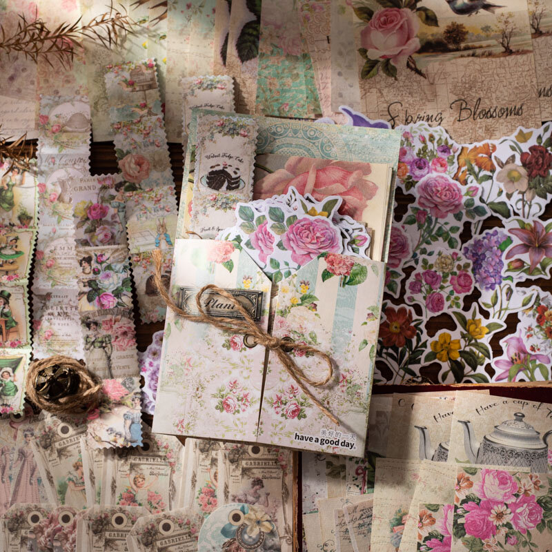120 Sheets Retro Creativity  Greeting Cards DIY Crafts Decorative Scrapbooking Vintage Message Cards junk journal supplies