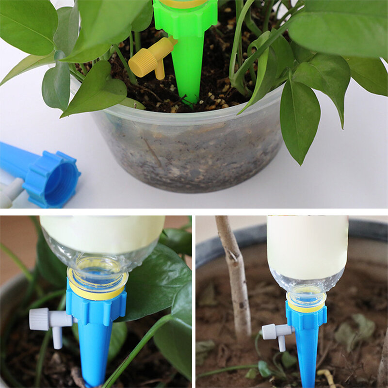 자동 물방울 관개 시스템, 꽃 식물용 자체 급수 스파이크, 온실 정원 조절 가능 자동 물 드리퍼, 6 개, 12 개
