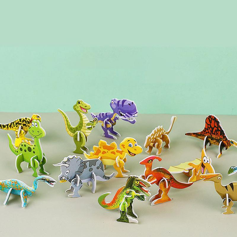 Puzzle hewan 3D untuk anak-anak, mainan Montessori edukasi DIY, mainan Model tiga dimensi untuk hadiah anak laki-laki dan perempuan