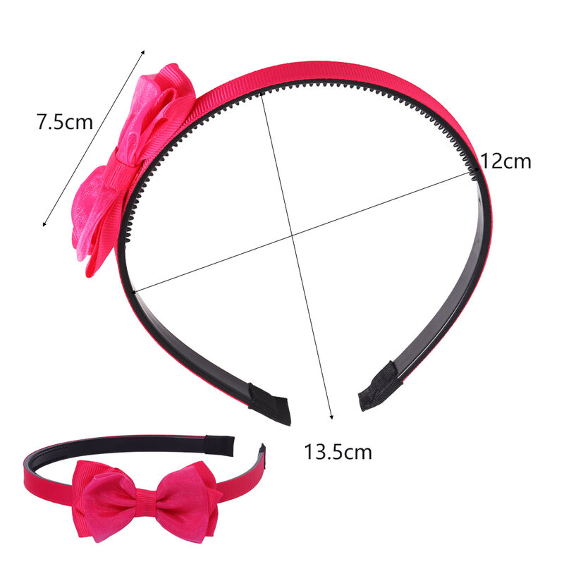 2PCS Ribbon Double-deck Bows Hairbands for Girls Cute Bowknot Solid Color Headband Antiskid Headwear Festival Hair Accessorie