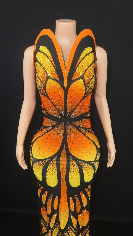 Женское платье без рукавов, длинное платье с блестками и бабочками