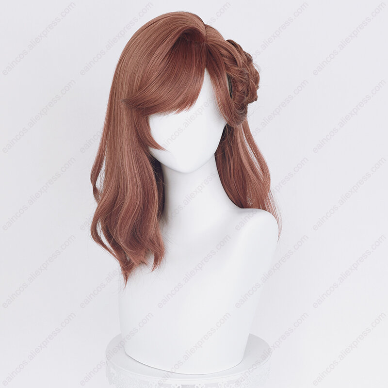 Wig Cosplay pahlawan Game 50cm Wig coklat merah panjang rambut sintetis tahan panas pesta Halloween
