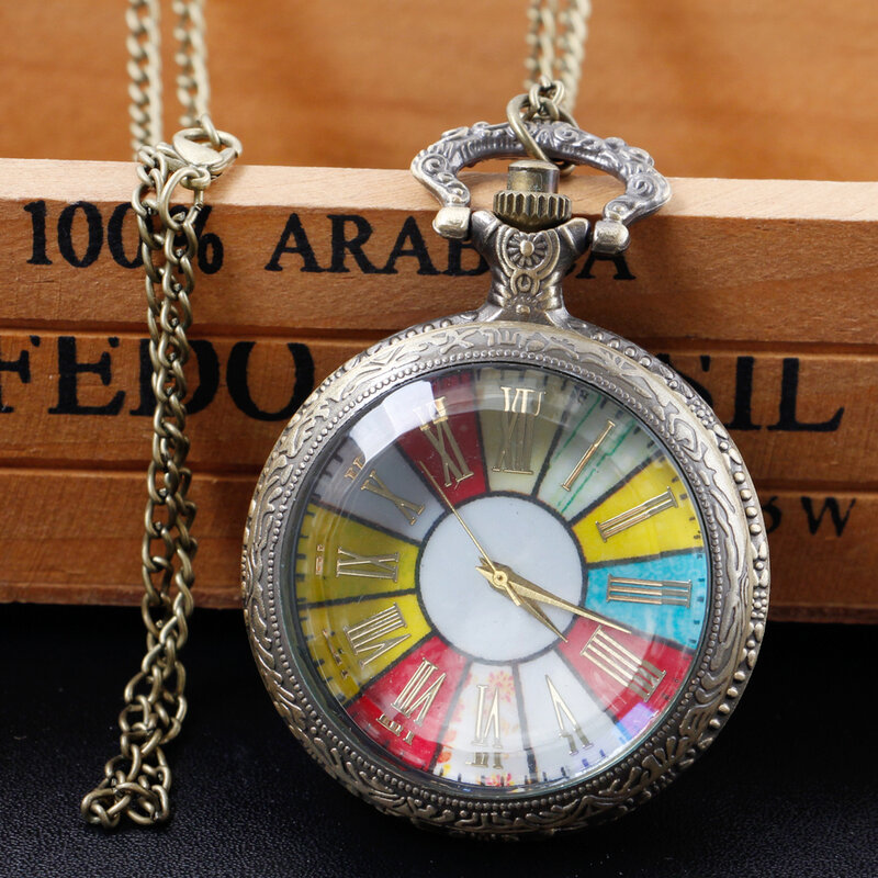 Coreano vintage pingente relógio de bolso de quartzo delicado vidro capa corrente fob relógios colar relógio de corrente fina chain chain 계