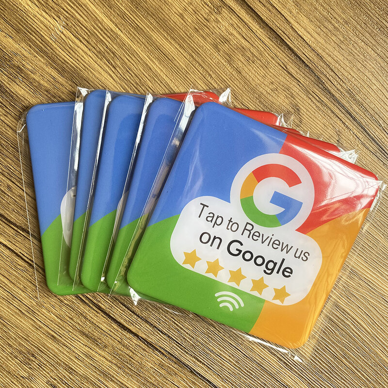 Oceń nas w Google Naklejka Znak Samoprzylepna Google Recenzja Plakietka Zewnętrzna NFC Tap Recenzja Kwadratowe naklejki